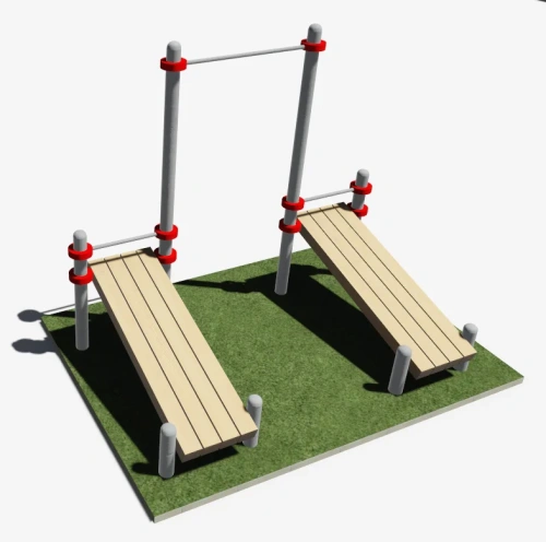 Две скамьи и уличный турник